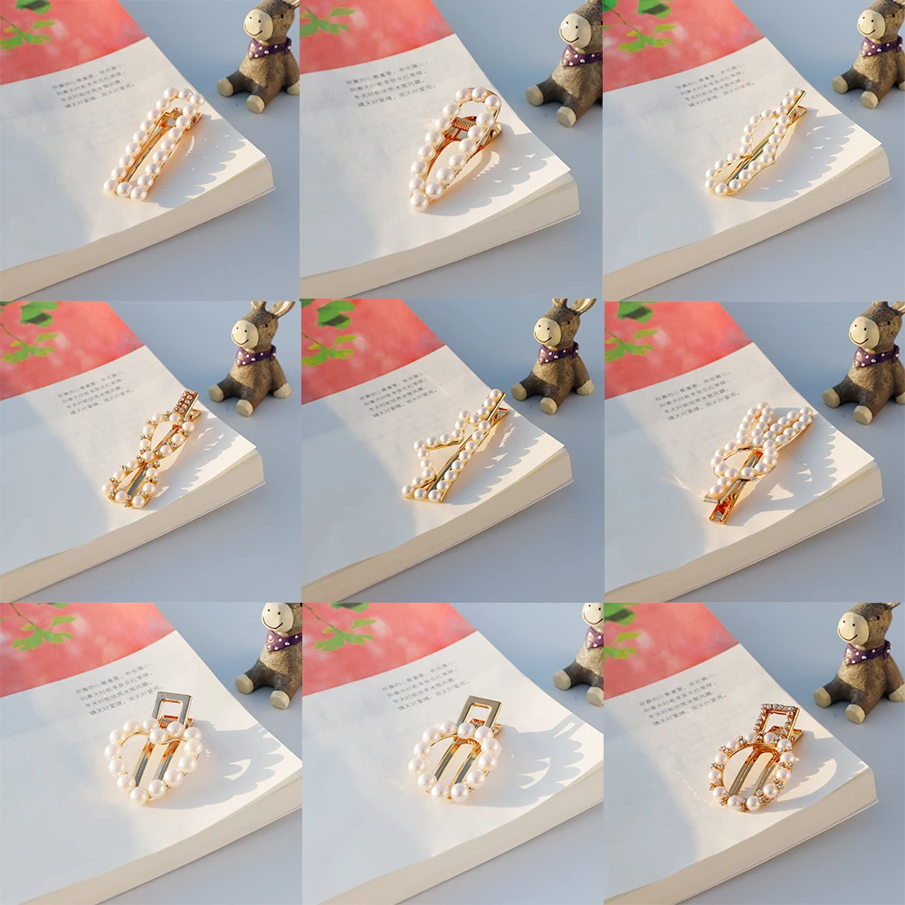 1 шт. Женские элегантные геометрические жемчужные заколки корейского стиля для волос из сплава аксессуары для девочек крепления головных уборов.