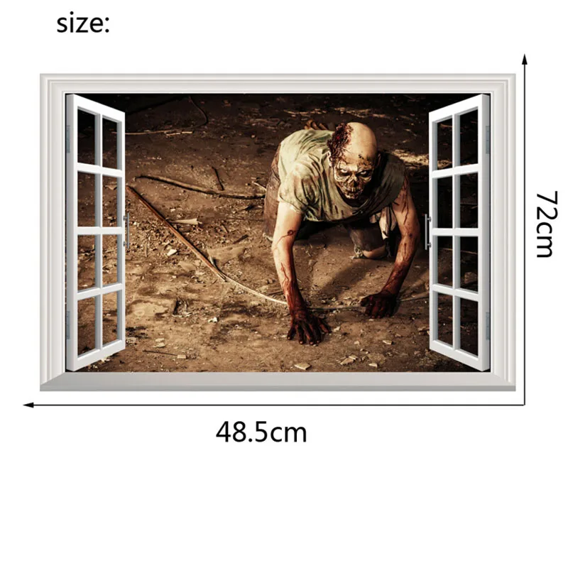 

1pcs Halloween 3D Windows lifelike Wall Sticker Crawling Zombie Wall Paper Creative Personality Removable Vinyl Wall Art Sticker