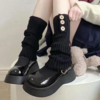 dropshipping1 pair kawaii women leg warmers knitted japanese socks girls sweet stretchy boot cuffs for jk