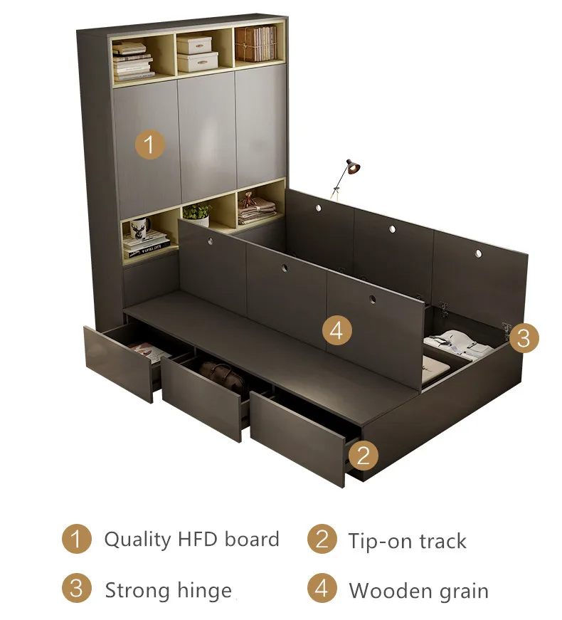 Горячая Распродажа детская кровать деревянная мебель с гардеробом для мальчиков