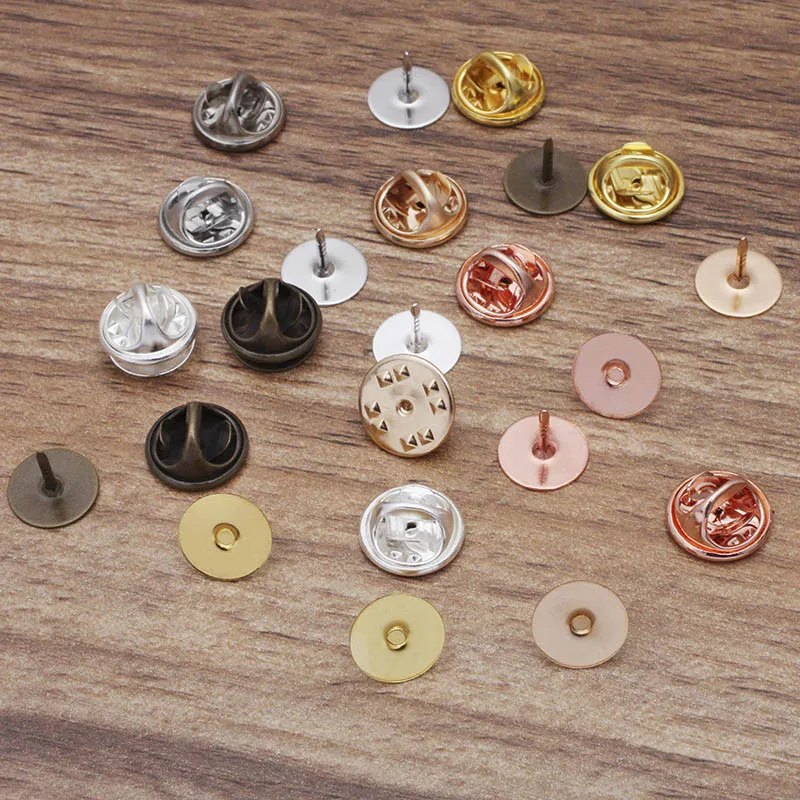 50 Sets Metal Butterfly Brooch Pin Base Copper 10mm 15mm Stud Holder Badge Clasp For Jewelry Making Diy Brooch Findings Supplies 