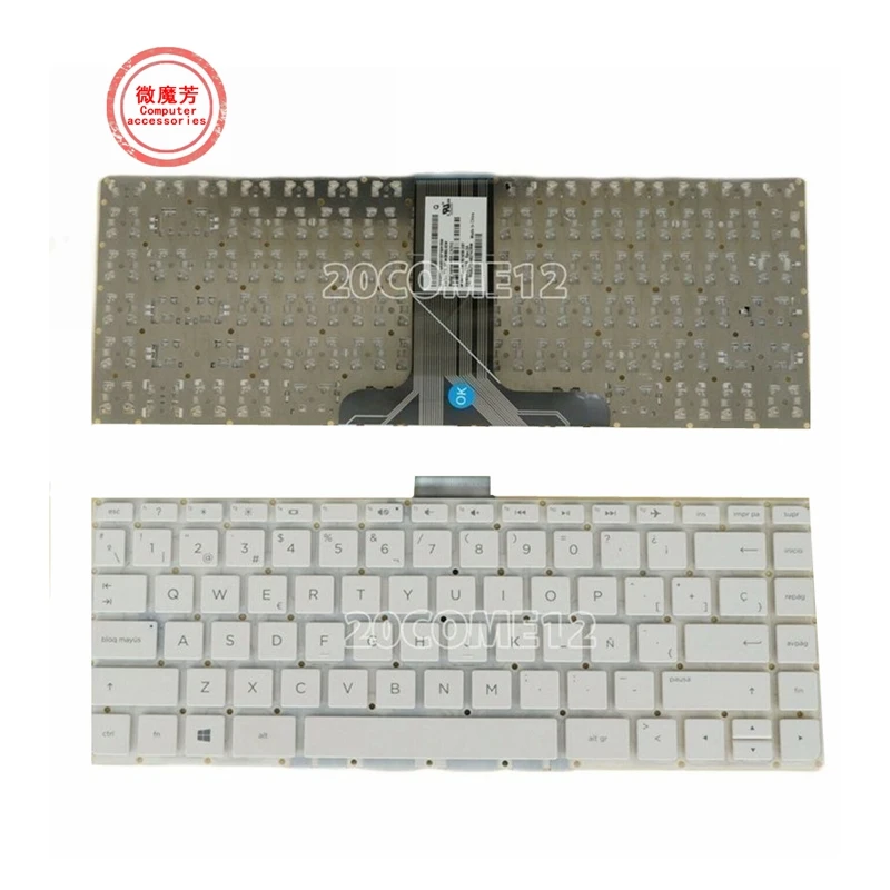 Клавиатура белая испанская для ноутбука HP Pavilion 14-ax 14-AX030WM 14-ax000 14-ax100 14-AX020CA 901658-031 NSK-CX3SQ без рамки Клавиатура белая испанская для ноутбука HP Pavilion 14-ax 14-AX030WM 14-ax000 14-ax100 14-AX020CA 901658-031 NSK-CX3SQ без рамки