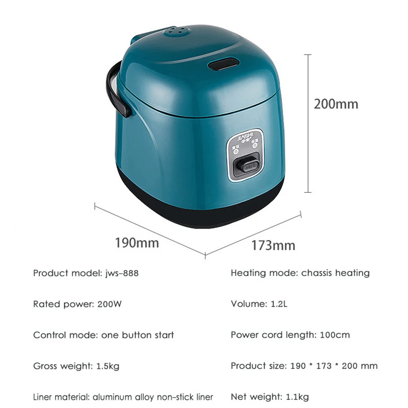 

1.2L Mini Electric Rice Cooker Intelligent Automatic Household Kitchen Cooker 1-2 people Small Smart Appliances With Timing