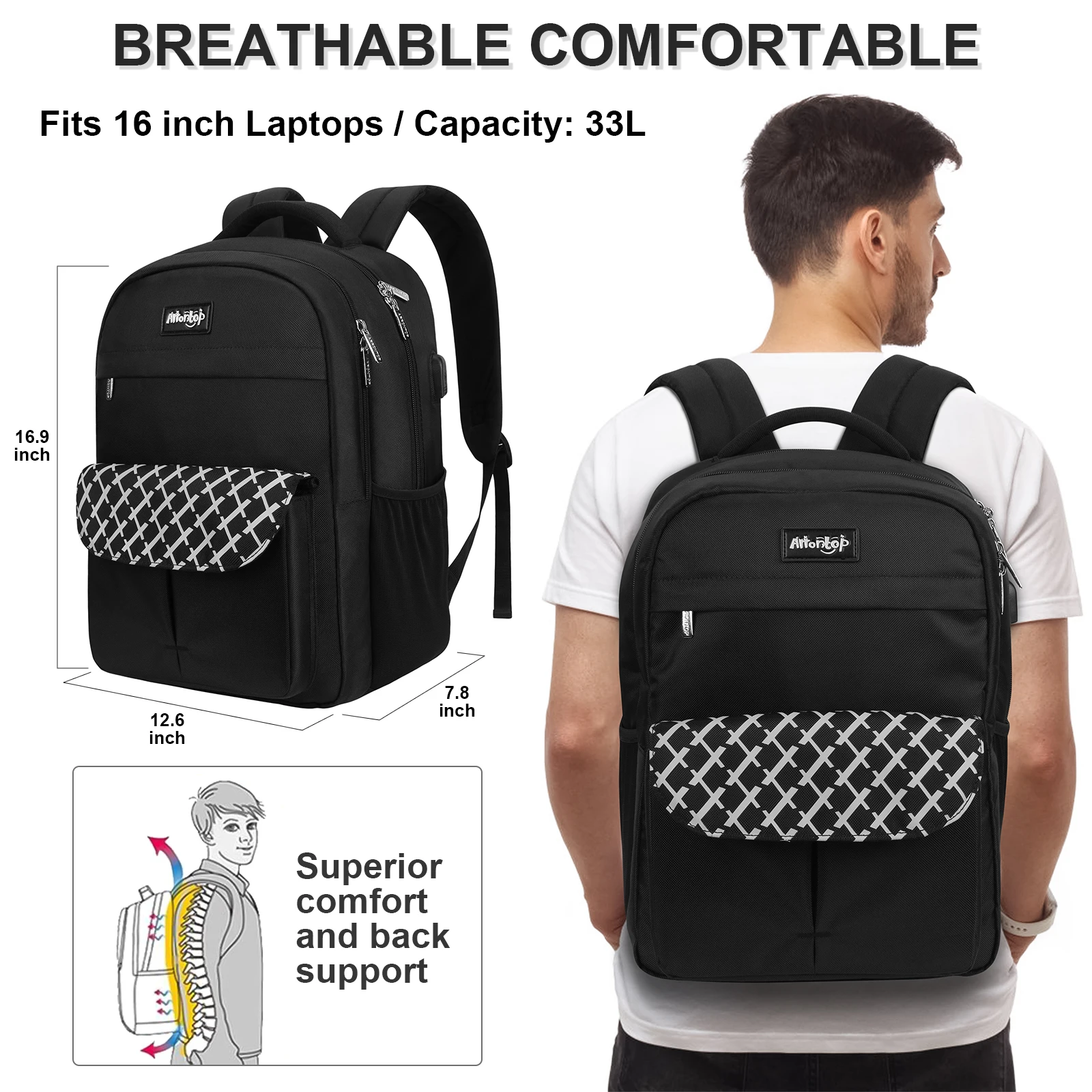 

Multifunction USB Charging Men 15.6 Inch Laptop Backpack Anti Theft Enlarge Men Travel Backpack For Teenager Drop Shipping