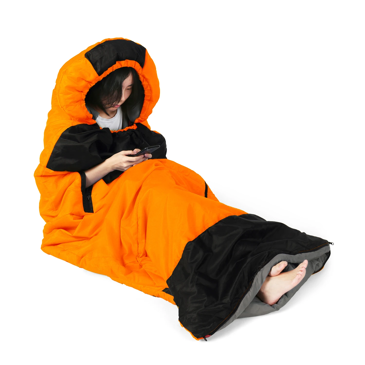 

Lixada Envelope Sleeping Bag with Zippered Holes for Arms and Feet Outdoor Camping Hiking Backpacking Traveling