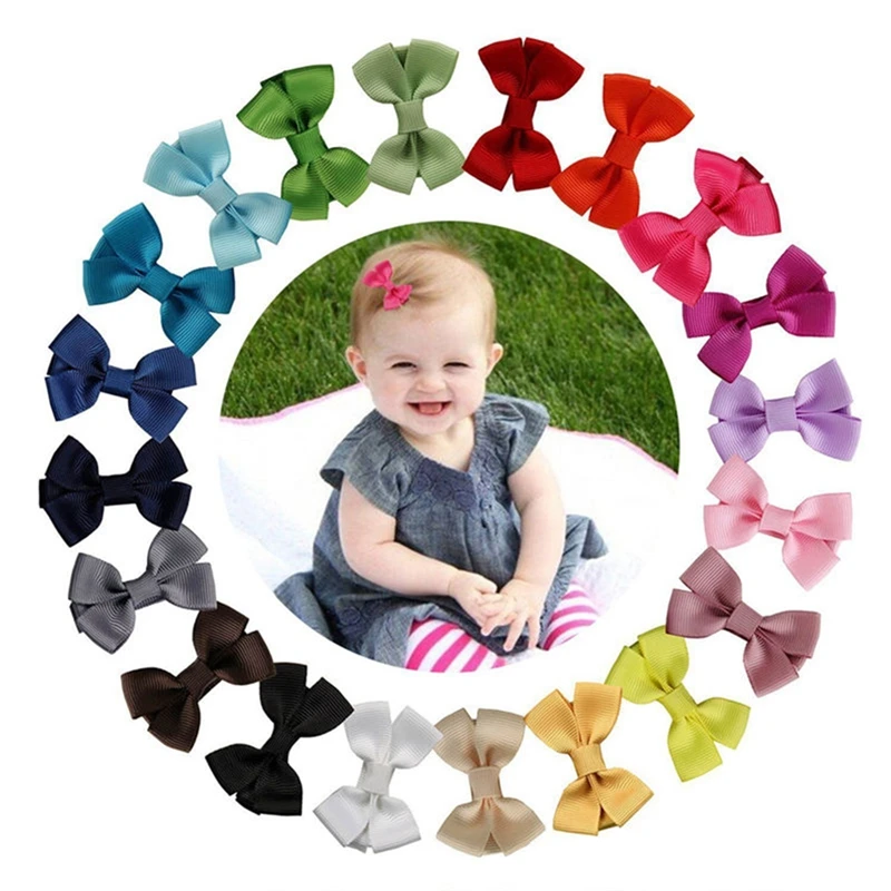 

20 шт милый бант для волос, бутик защищенный зажим «крокодил» Grosgrain ленты для девочек, для малышей и детей постарше