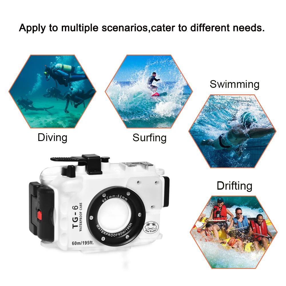 SeaFrogs Подводный корпус камеры водонепроницаемый чехол для Olympus TG6 чехол 52 мм 67 мм резьба M10/M14/M16 море и море Nauticam