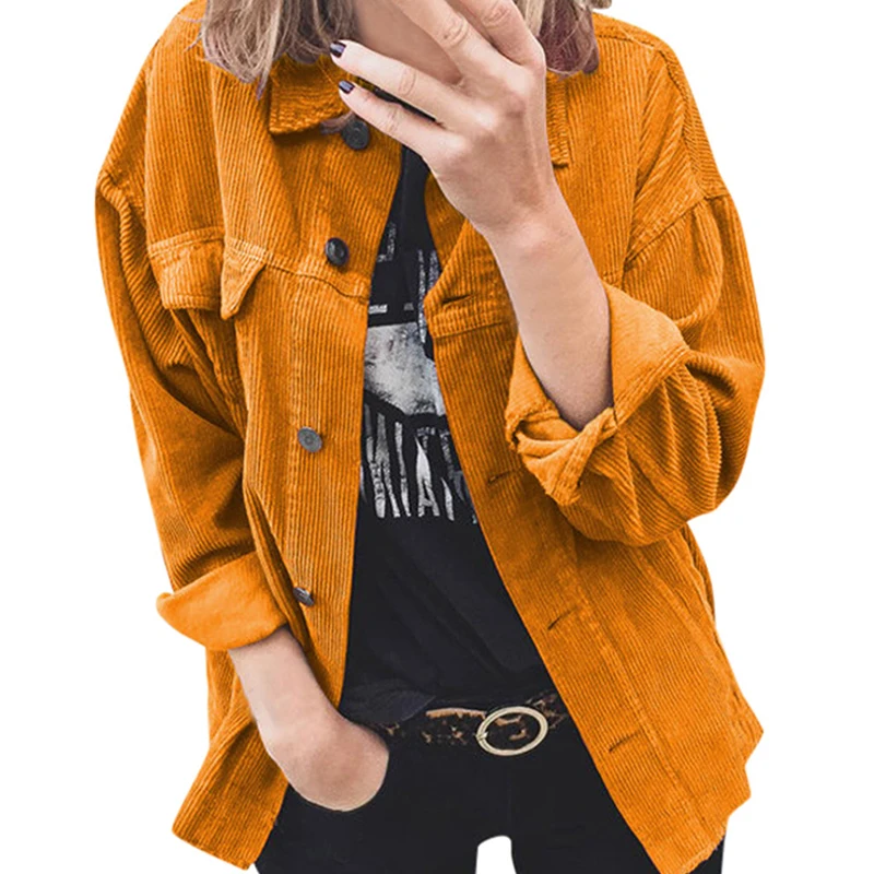 

Harajuku Corduroy Jackets Women Winter Autumn Coats Plus Size Overcoats Female Big Tops Cute Jackets Solid Clothing Outwaer