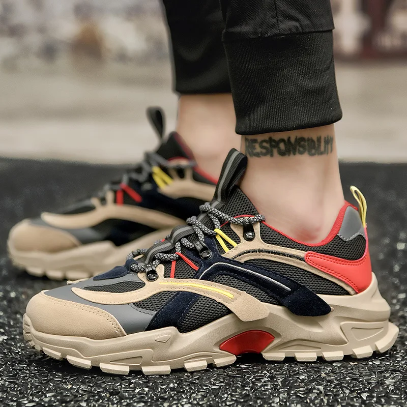 

2021 New Trend Casual Shoes Men's Thick-soled Sneakers Breathable Air Mesh Shoes Outdoor Male Walking Shoes Tennis Sport Shoes