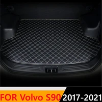 sinjayer car trunk mat waterproof auto tail boot carpets flat side cargo carpet pad liner fit for volvo s90 2017 2018 2019 2021