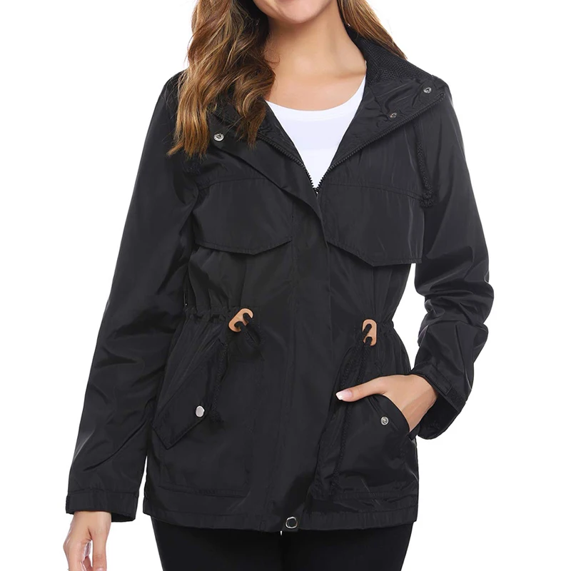 Женский дождевик Sfit легкий с капюшоном водонепроницаемая ветровка для активного