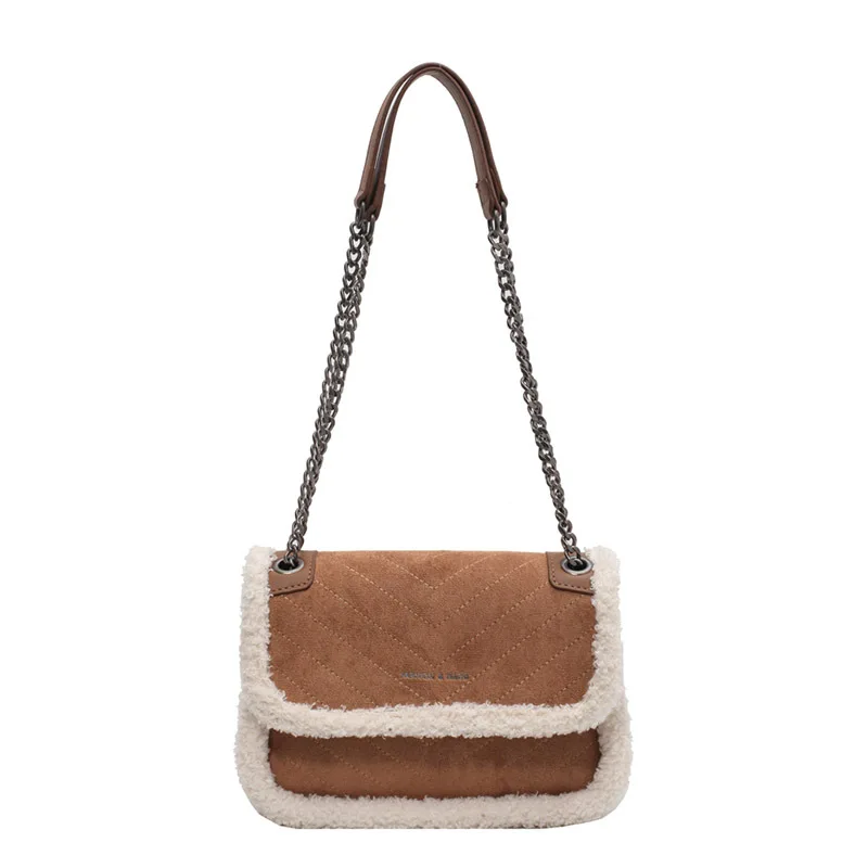 

Winter new Korean lamb hair shoulder messenger bag net red Joker frosted chain messenger bag