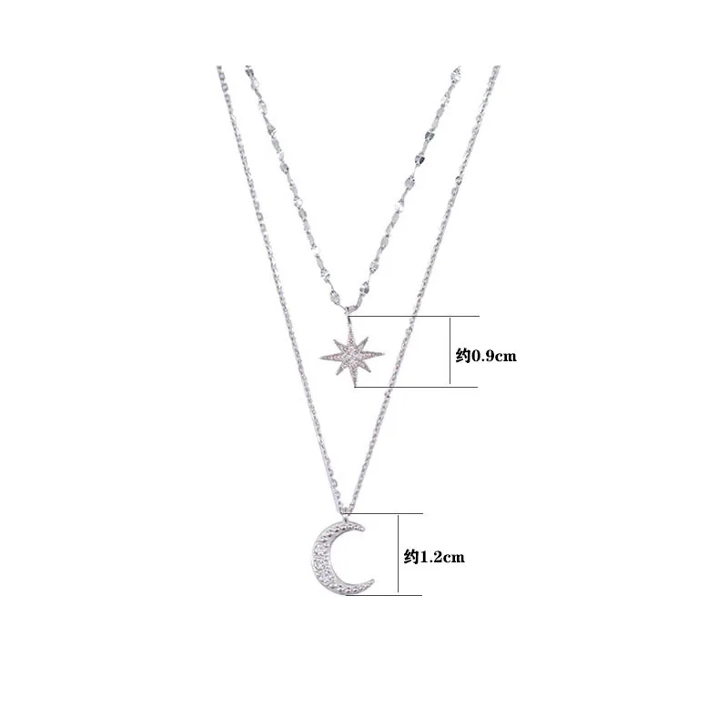 Ожерелье женское Двухслойное с подвеской в виде звезды и Луны | Украшения
