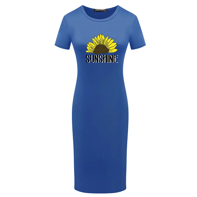 

Vintage Pure Color Cotton Sunshine Print Women Dress Summer Simple Streetwear Ladies Elegant Bodycon Party Maxi Pencil Dresses