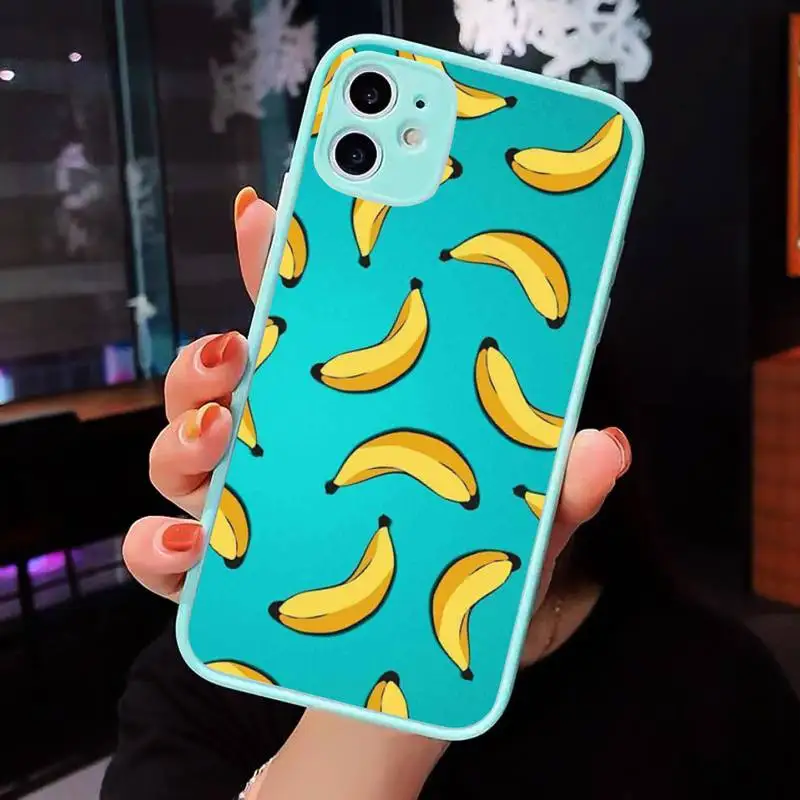 

Banana pineapple fruit Phone Case Matte transparent For blue iPhone 12 Mini 11 Pro XR XS Max 7 8 Plus X Back Cover