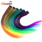 Радужные синтетические удлинители волос, 57 цветов, прямые, вьющиеся, радужные, красивые заколки для волос с эффектом омбре, 20 дюймов