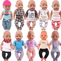 doll clothes 2pcsset topstrousers dress fit 18 inch american43cm reborn baby new born doll girls russia doll diy gifts toy