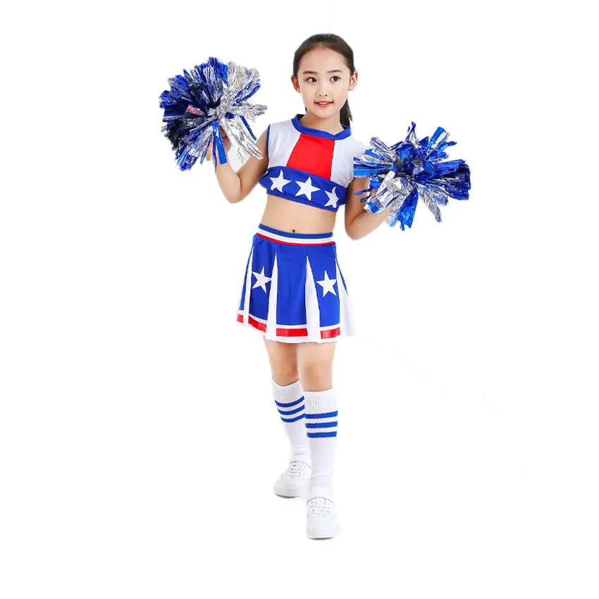 Kids Cheerleader Dance Costume School Uniform Gymnastics Skirt for Girls Boy Children Jazz Stage Performance 110-160cm Clothing |