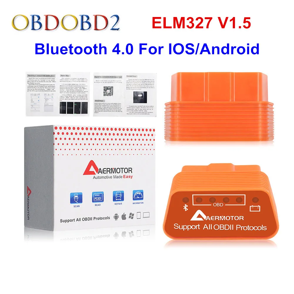 Автомобильный диагностический прибор Aermotor ELM327 V1.5 Bluetooth 4 0 ELM 327 1 5 WIFI OBD2 для Android/IOS