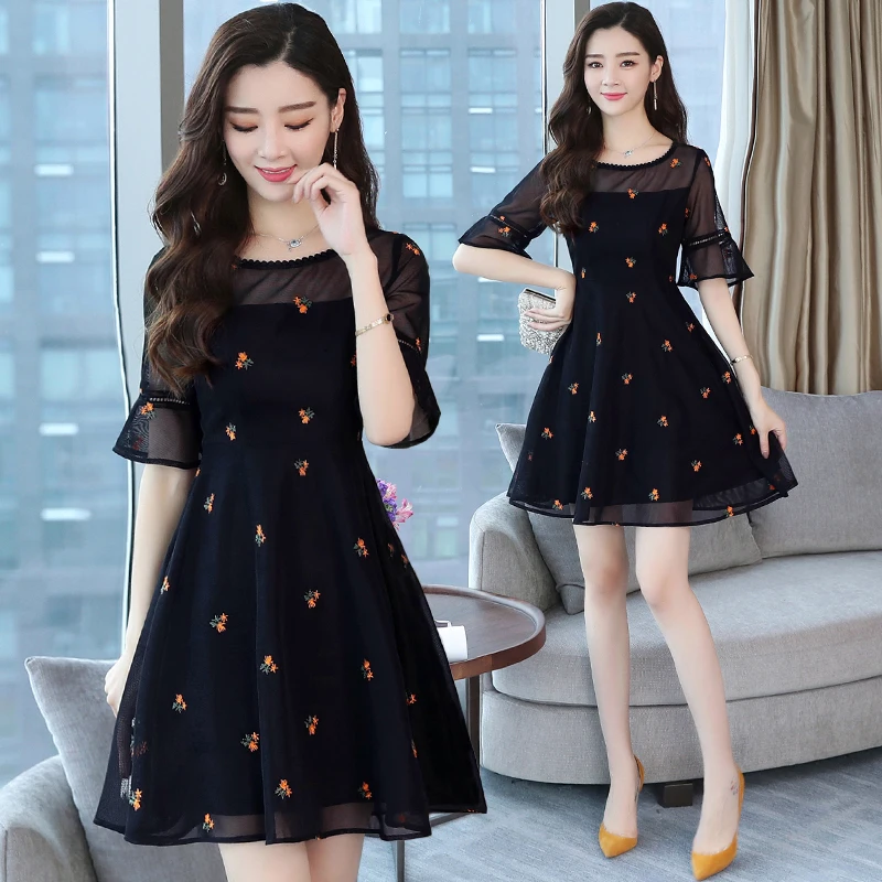 

Summer new women's dress slimming skirt fat sister belly dress
