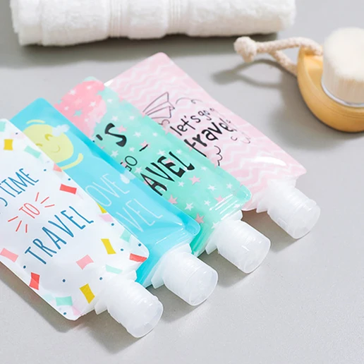 Симпатичная портативная дорожная Складная дозирующая сумка для душа бутылка
