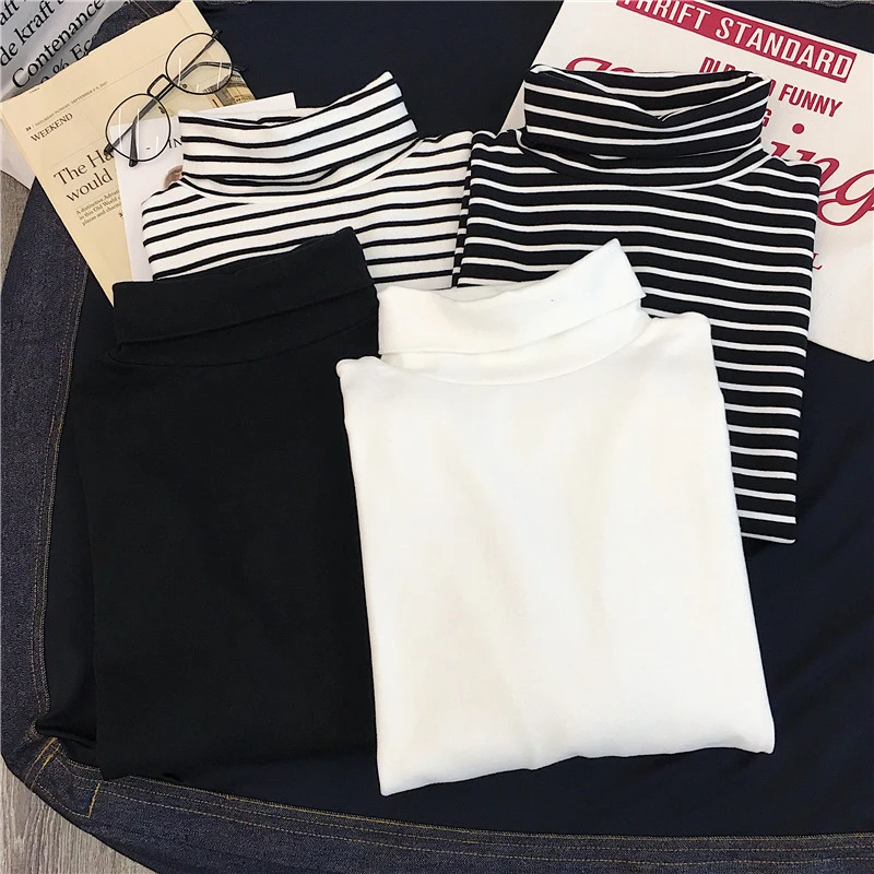 Shellsuning пуловер Женская Весенняя водолазка футболка Простой Длинный рукав стрейч