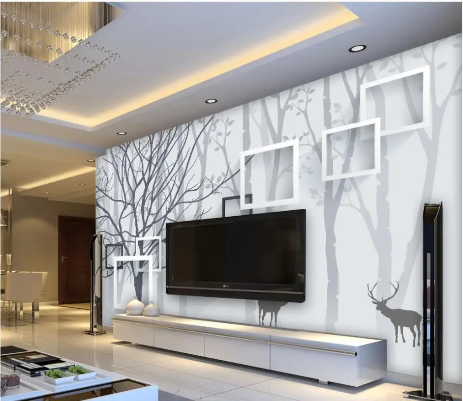 Custom photo wallpapers 3d murals wallpaper for walls 3 d Modern minimalist woods deer tv background wall papers home decor |