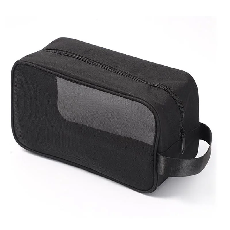 

1pc Black Mesh Toiletry Pouch Large Capacity Mesh Cloth Cosmetic Travel Bag Makeup Organizer Bag For Outdoor Travel