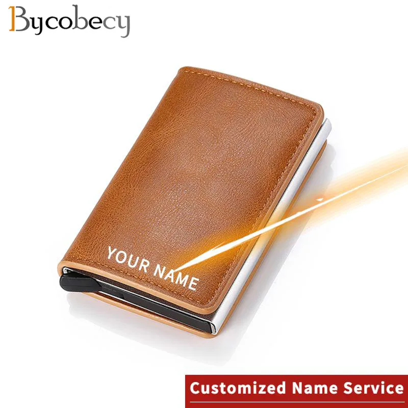 Bycobecy с лазерной надписью бумажник 2021 Новый Алюминий сплав защита от кражи Rfid из