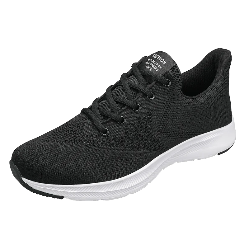 Сетчатые летние мужские кроссовки повседневные Черные белые шнурки