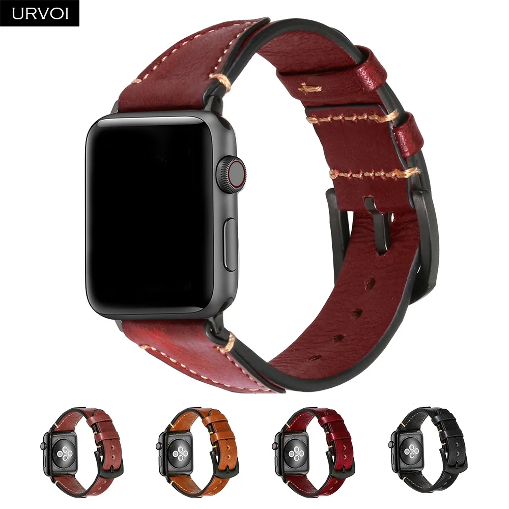 Ремешок URVOI для Apple Watch series 5 4 3 2 1 ретро кожаный ремешок iwatch 38 40 42 44 мм винтажный