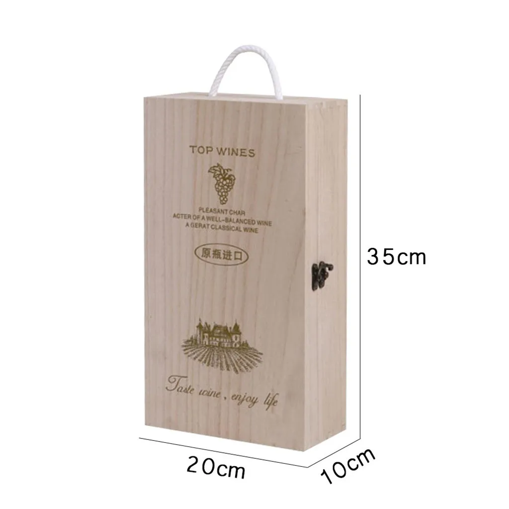 Wooden Wine Box Double Bottle Strap Crates Shell Gift Home Decoration glas marker silikon set vino waterslot for wine vino