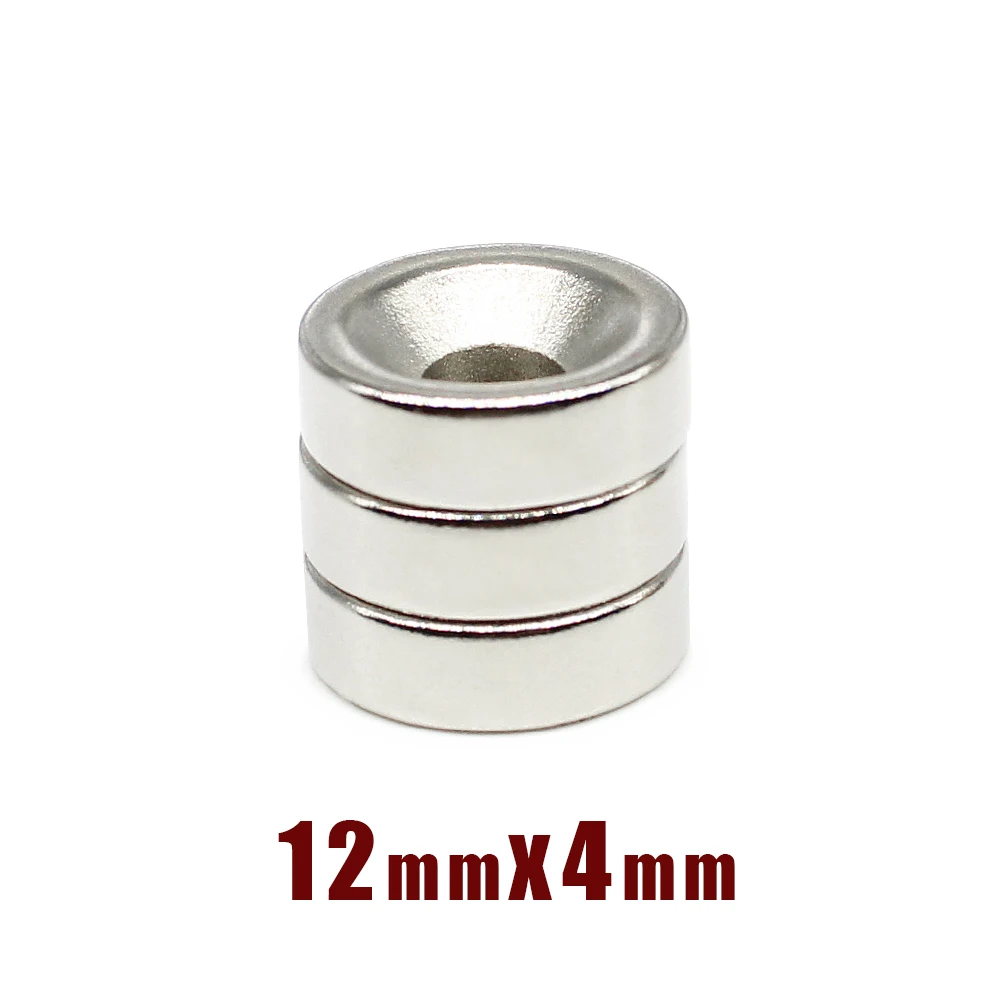 

10/20/30/50/100/150PCS 12x4-4 Round Search Magnet 12*4 Hole 4mm Countersunk Neodymium Permanent Magnets Strong 12x4-4mm 12*4-4