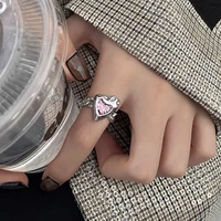 tide brand love open ring womens inlaid pink gemstone ring personality fashion trend party popular creative jewelry gift