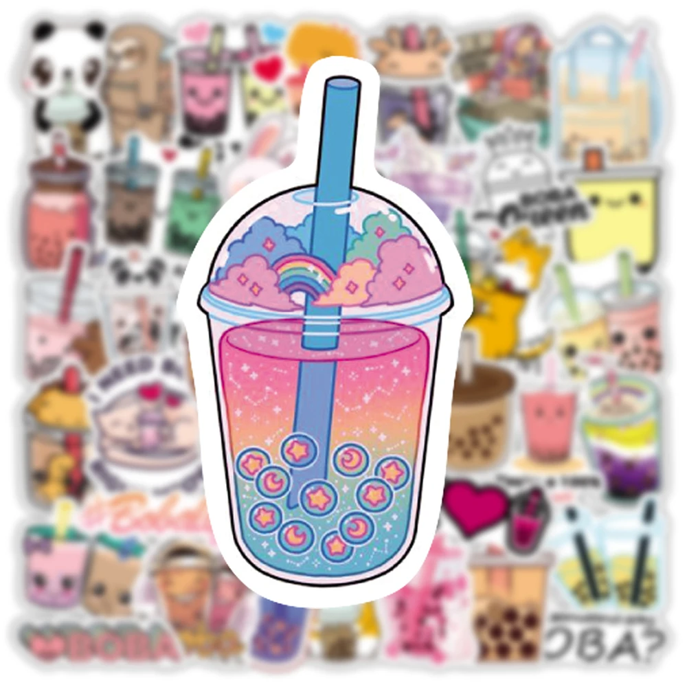 10/30/47PCS Bubble Milk Tea Cartoon Animal Stickers Laptop Guitar Luggage Waterproof Graffiti Sticker Decal Kid Classic Toys - купить по