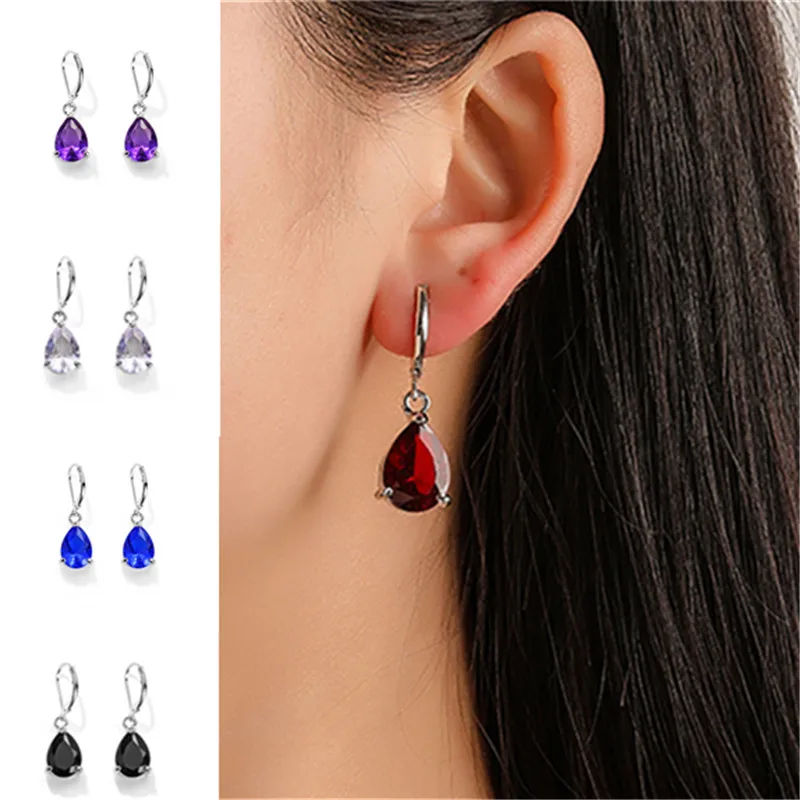 Женские серьги капельки Blaike серебристые красные/белые/фиолетовые/синие/черные с