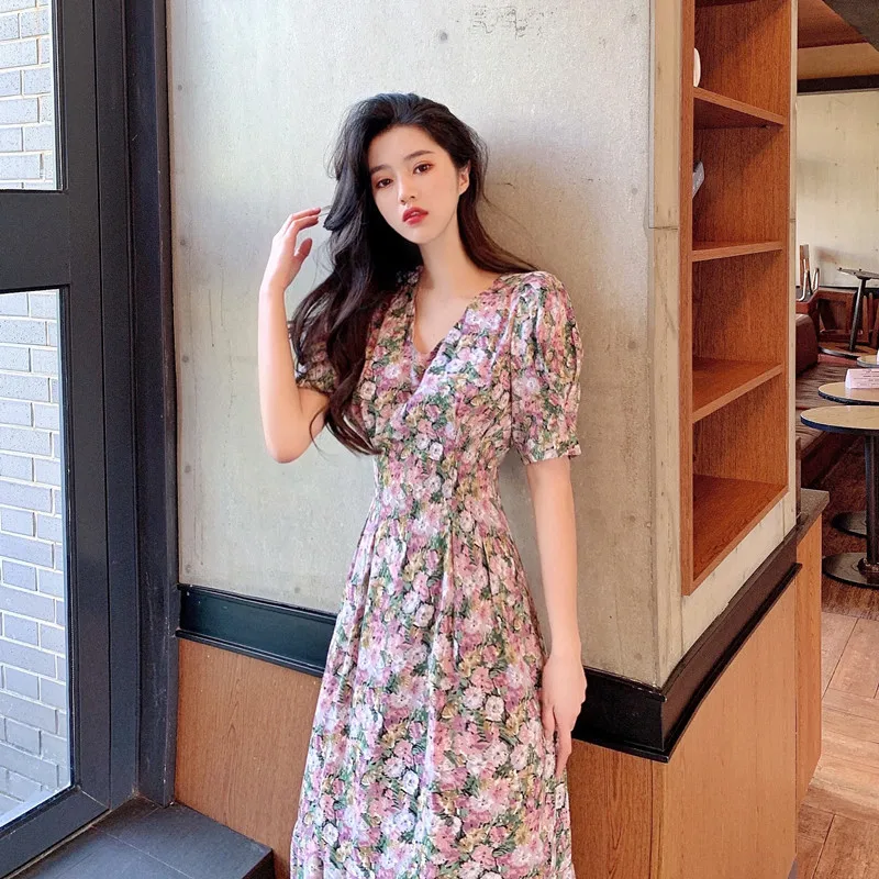 Женские вечерние платья миди с принтом летние пляжные праздничные v-образным