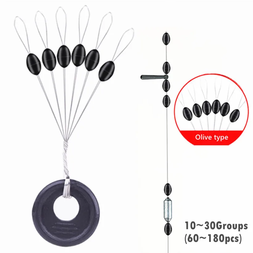 

10~30 Groups Float Space Bean Catfish Carp Fishing Float S M L Black High Quality Rubber Space Beans Oval Stopper Fishing Bobber