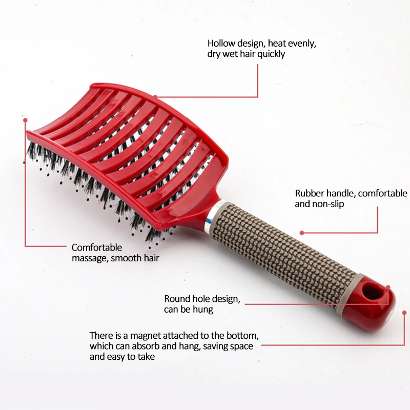 Щетка для волос с нейлоновой щетиной девочек массажная расческа кожи головы