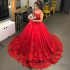 Красное длинное свадебное платье со шлейфом, свадебное платье в стиле бохо, Дубай, арабское платье, свадебное платье