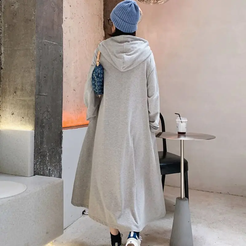 Женское платье толстовка с капюшоном осенне зимний свитер длинным рукавом