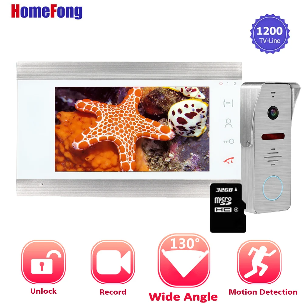 【Upgraded】Homefong 7 дюймов видео домофон Камера проводной 1200TVL Широкий формат движения