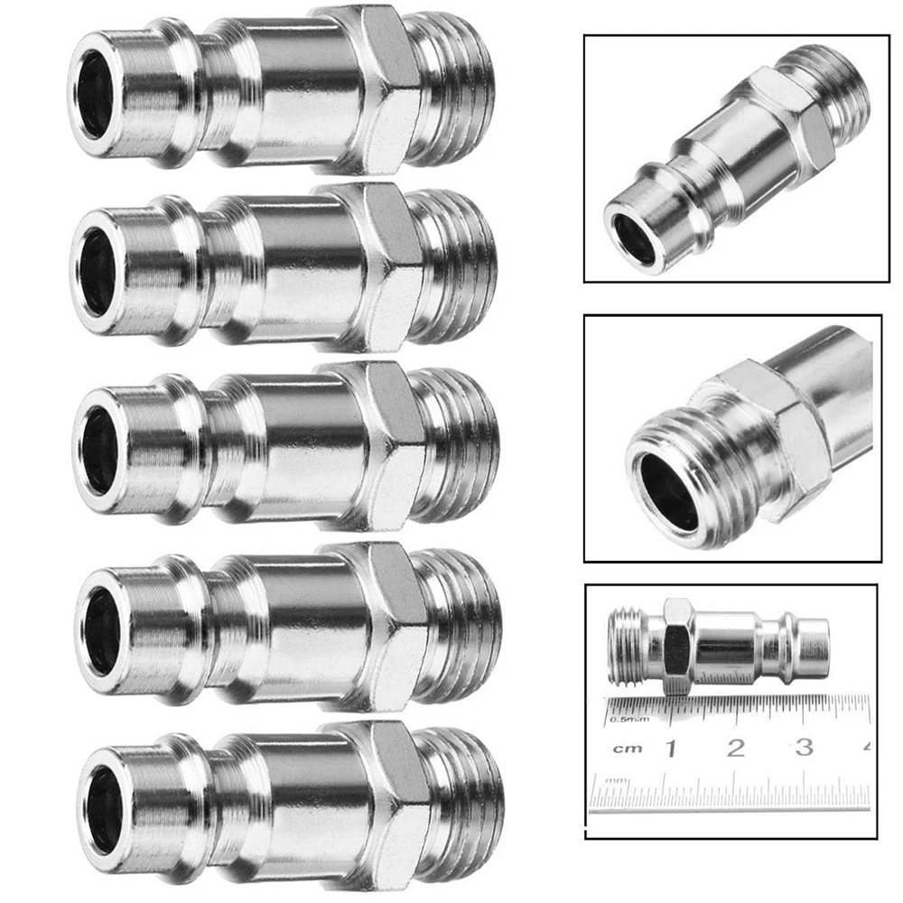 

5pcs/Set Air Line Hose Coupler Fittings Euro Thread Male End Quick Connector Replacement Mechanical Hardware