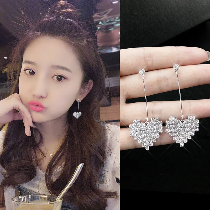 Корейские серьги s925 Серебряные игольчатые полностью алмазные женские гвоздики