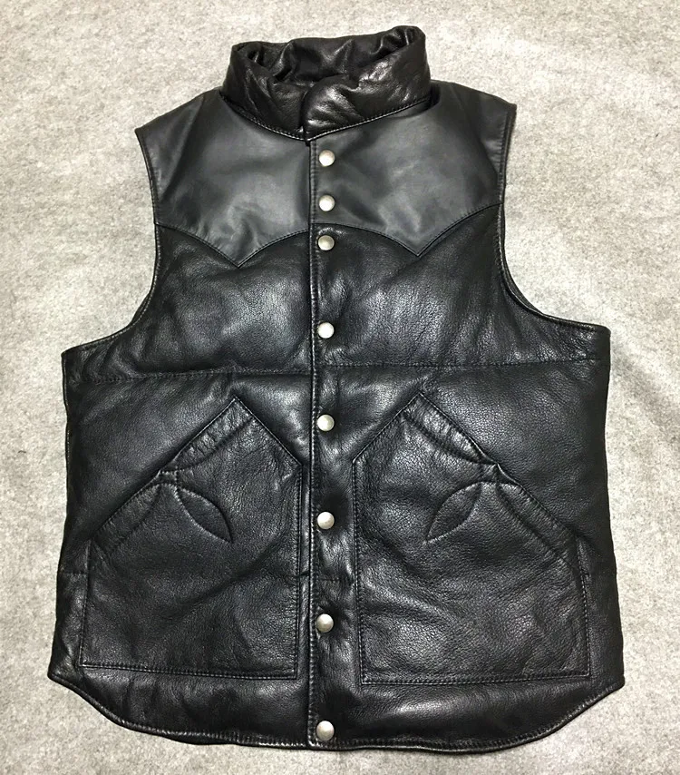 Модный зимний теплый классический Приталенный жилет из козьей кожи куртка на