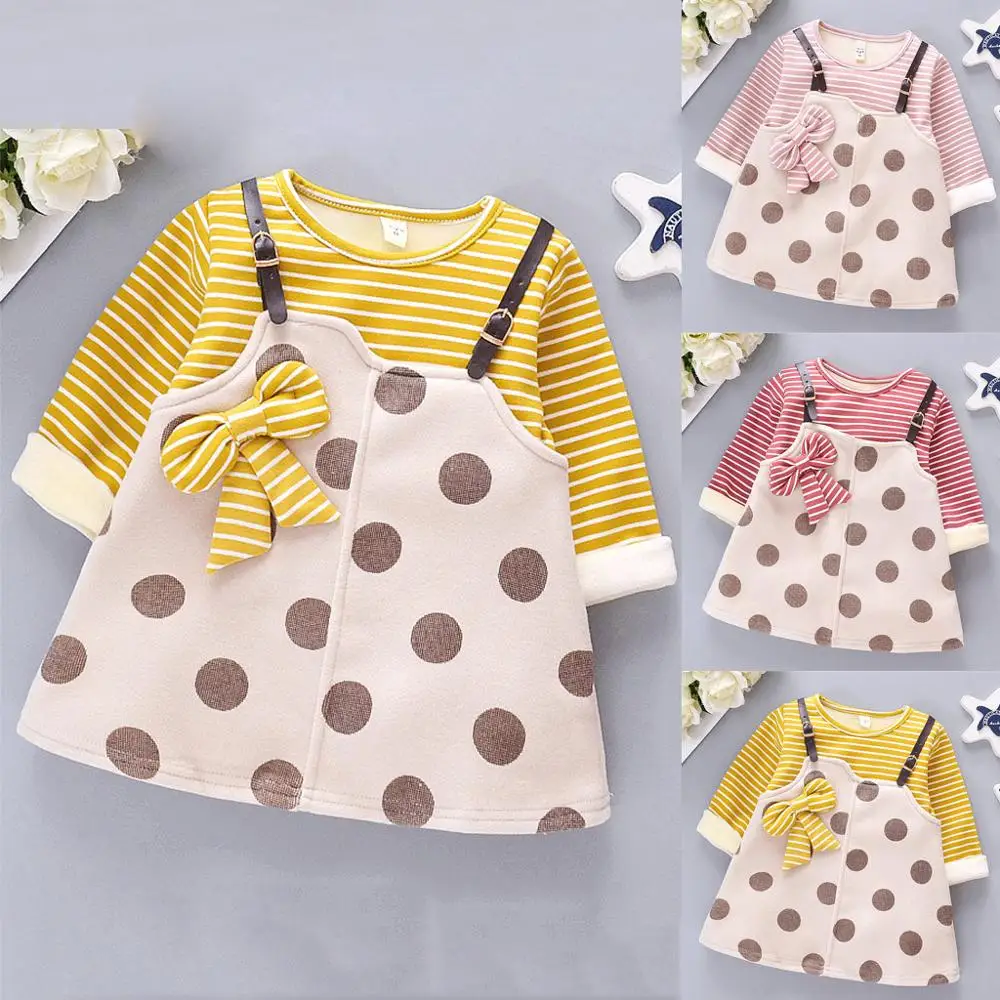 Зимнее платье с длинными рукавами для маленьких девочек на крестины день