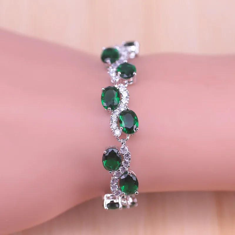 Русский горячая Распродажа стильные серебряные цвета зеленый камень белый