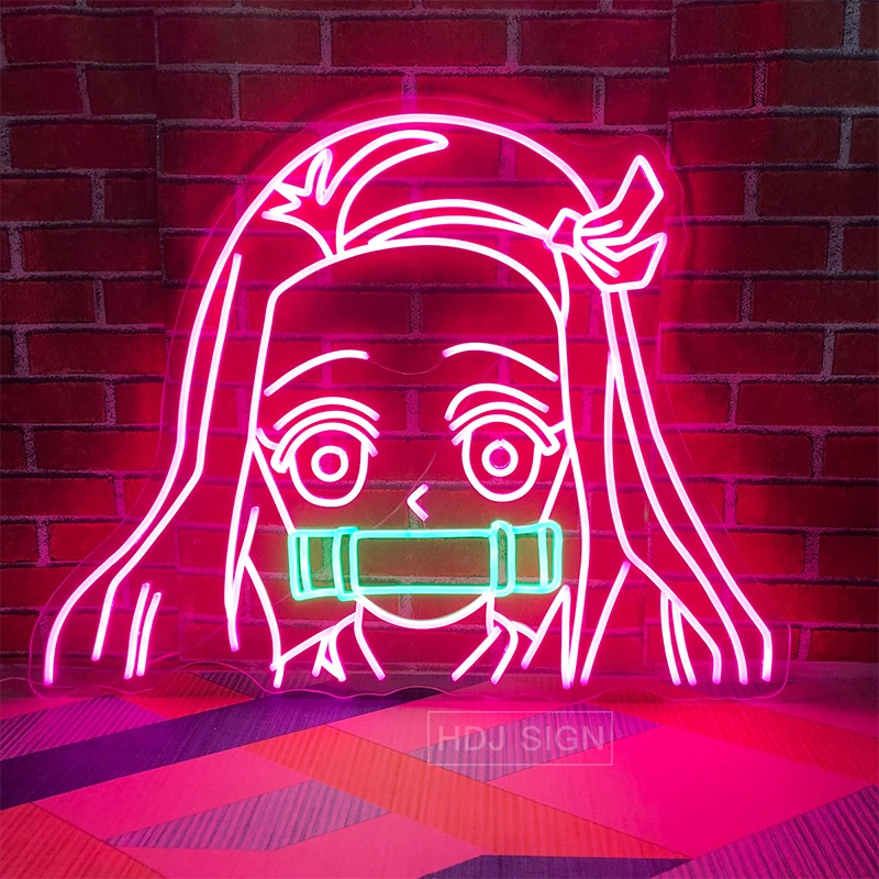 Неоновая вывеска Nezuko персонализированные Аниме Мультяшные светодиодные вывески