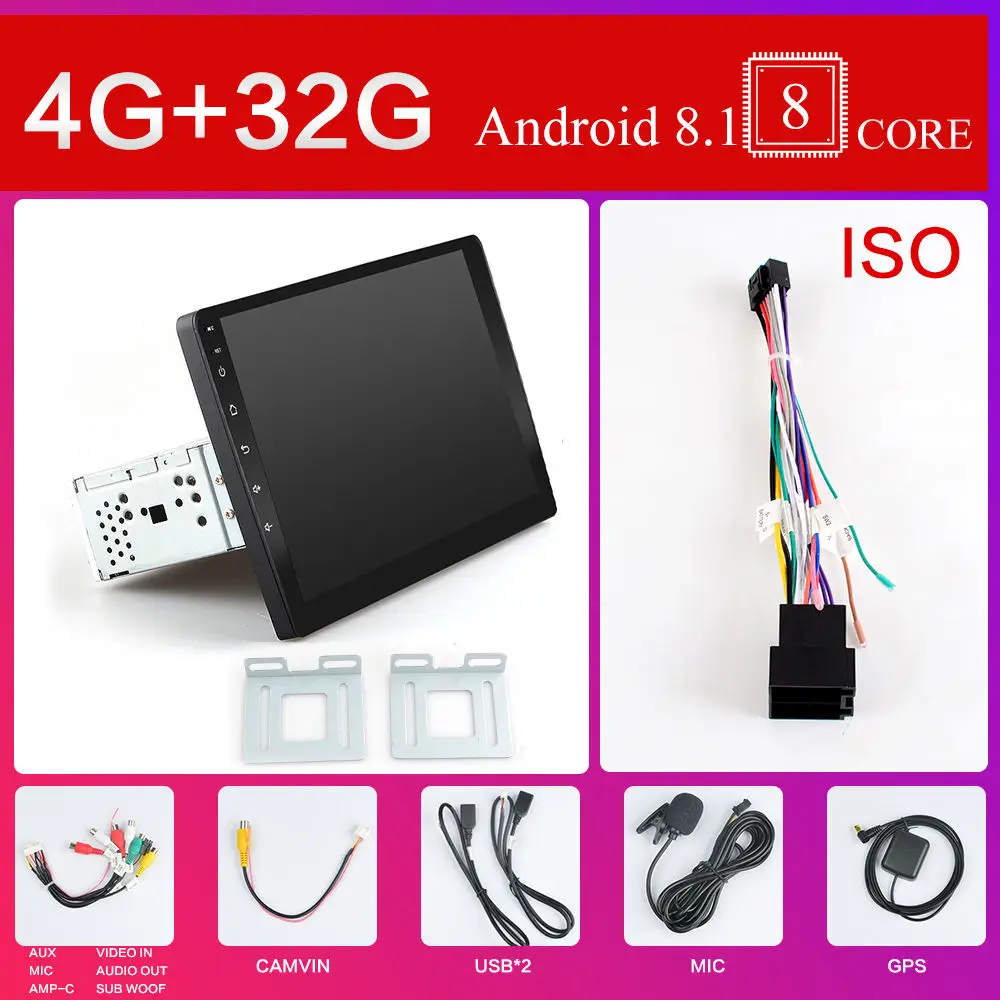 Серебристый 1 DIN Встроенный Android 8,1 или 9,0 2 din Автомобильный Радио плеер с 2.5D Сенсорный экран RDS DAB BT gps 1" HD Автомобильный аудио 2DIN навигации - Цвет: Серебристый