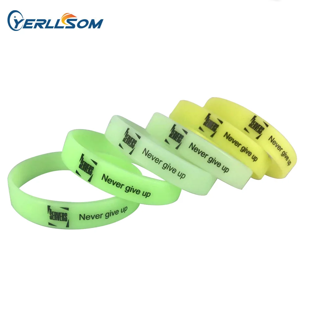 

YERLLSOM 200pcs/Lot Free shipping custom 1color printed custom rubber bands silicone bracelets with personal logo Y20062201